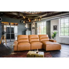 KAWOLA Big Sofa DORI Leder cognac Longchair rechts - Braun