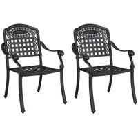 VidaXL Gartenstühle 2 Stk. Schwarz Aluminiumguss