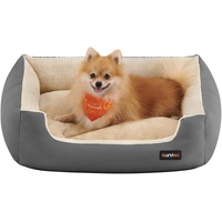 Feandrea Hundebett, Hundekorb mit Wendekissen, 70 x 55 x 21 cm, grau PGW003G01