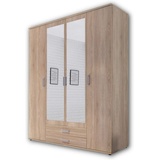 Schlafkontor Kleiderschrank + Spiegel Holzwerkstoff Melamin 4 Türen 160x196x54 cm