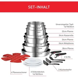 Tefal Ingenio Emotion Topf-Set 20-tlg. 4 x Topf + 4 x Pfanne + 2 x Deckel
