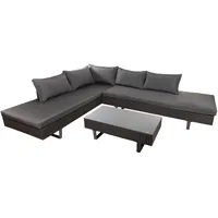 Gartenlounge-Set MY FLAIR, braun (braun, braun, anthrazit), B:250cm H:63cm T:75cm, Polyrattan, Eisen, Sitzmöbel-Sets, 1 Sofa, 1 Tisch