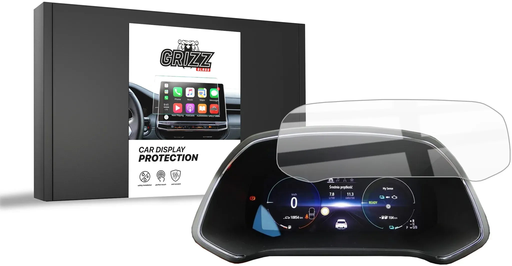 Keramische Autodisplayfolie für virtuelles Cockpit für Renault Captur 10,4" (2024-2025), Grizz Protector