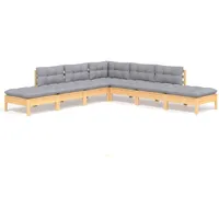 vidaXL Garten-Lounge-Set 7-tlg. grau Kiefernholz