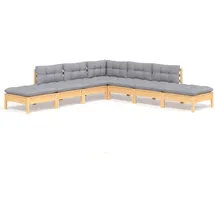 vidaXL Garten-Lounge-Set 7-tlg. grau Kiefernholz