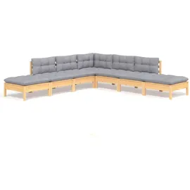 vidaXL Garten-Lounge-Set 7-tlg. grau Kiefernholz