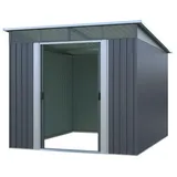 osoltus Metall Gerätehaus Pultdach Geräteschuppen T 279cm x B 238cm 6,6m2 - Grau