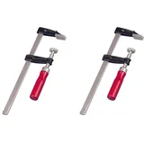 kwb Schraub-Zwinge mit Holzgriff 50x200, Spann-Weite 200 mm, Spanntiefe 50 mm, Spannbacken aus Zink-Druckguss, Schraubzwenge mit stabiler Metallschiene (Packung mit 2)