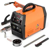 HITBOX Schweißgerät, 130A 3 in 1 Fülldraht Schweißgerät mit MMA/MIG/LIFT WIG Schweissgerät, inkl Abnehmbarem MB15 Brenner und 0,8 mm Fülldraht, neues HBM1200 Upgrade