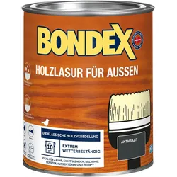 Bondex Holzlasur für Außen, witterungsbeständig, Holzschutz, UV-Schutz, Anthrazit, 0,75 l