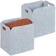 Relaxdays Aufbewahrungskorb 2er Set aus Filz 38 x 39 x 27 cm grau