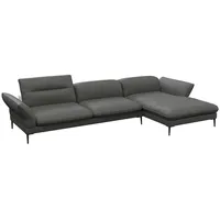 FLEXLUX Ecksofa Salino, Funktionssofa mit Recamiere, Relaxsofa, Ecksofa, Sofa mit Arm- und Kopfteil-Verstellungen, Kaltschaum & Stahl-Wellen grau