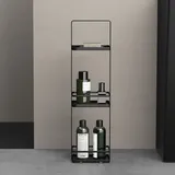 doporro Duschablage ohne Bohren, 3 Ebenen Badregal Stehend, Duschregal Schmales aus Metall, für Badezimmer und Toilette, Schwarz Reglo-02