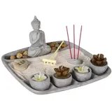 Atmosphera Créateur d'intérieur Kerzenständer Zen-Garten Keramik Grau
