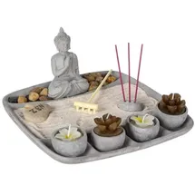 Atmosphera Créateur d'intérieur Kerzenständer Zen-Garten Keramik Grau