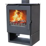 Kaminofen ALAZ K5S Schwarz Holzofen 6 kW Holz Ofen Kamin Heizofen Dauerbrandofen Hüttenofen - Schwarz
