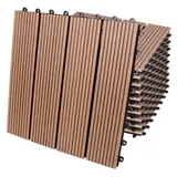 Casaria Holzfliesen 11x Klassik Terrakotta, Terrassenfliesen 1-6m2 WPC Fliesen Balkon Garten Verschiedene Farben braun