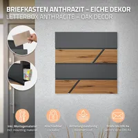 ML-Design Briefkasten Holzoptik Wandbriefkasten Postkasten Stahl Anthrazit