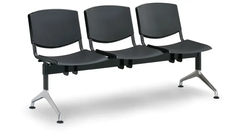 Kunststoff-Wartezimmerbank, Traversenbank SMILE, 3-sitzig, schwarz