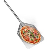 Levivo Pizzaschaufel, XXL Pizzaschieber mit großer Auflagefläche und abnehmbarer Griffverlängerung, auch für große und tiefe Öfen geeignet, aus rostfreiem Stahl, ca. 35 cm Schaufeldiagonale