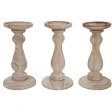 MCW Kerzenständer-Set 3er Set Holz Beige
