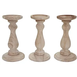 MCW Kerzenständer-Set 3er Set Holz Beige