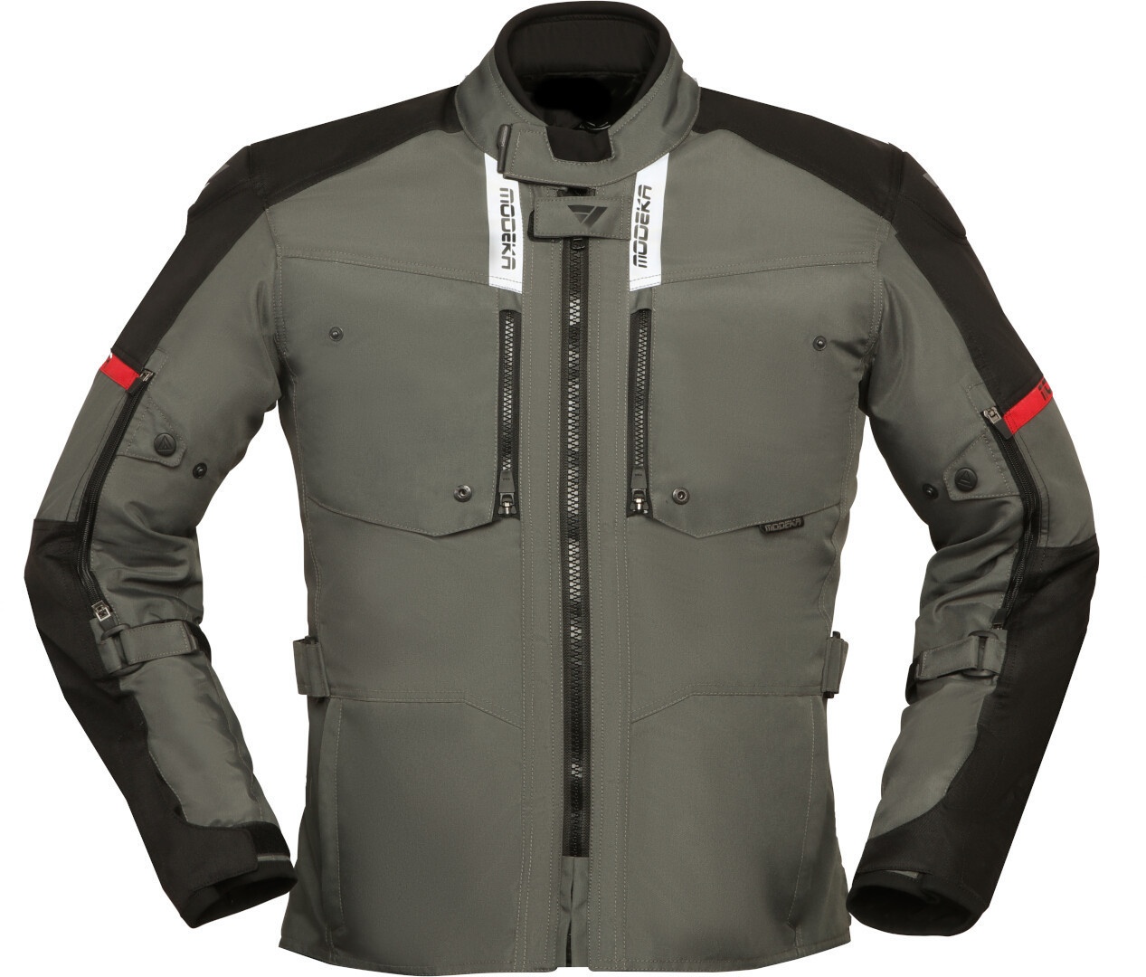 Modeka Raegis Motorfiets textiel jas, zwart-grijs, L