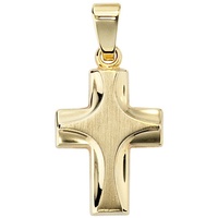 Schmuck Krone Kettenanhänger »Kreuzanhänger Anhänger Kreuz aus 585 Gold Gelbgold massiv Unisex Goldanhänger«, Gold 585