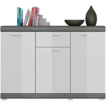 xonox.home Kommode Scout 120 x 85 x 37 cm Weiß/Hochglanz/Grau