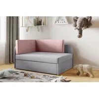 Fun Möbel Kindersofa Sofa Kindersofa Schlafsofa inkl. Bettkasten MAILO Seite Li o. Re, mit Schlaffunktion grau|rosa