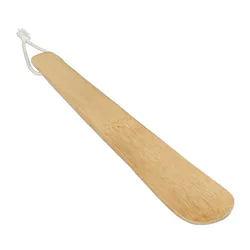 Relaxdays Schuhlöffel Bambus, stabil und robust, zum Aufhängen, kurzer Schuhanzieher, für Alltag und Reise, 24 cm, natur