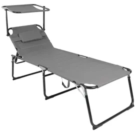 Lex Komfort XXL Dreibeinliege 200 x 70 x 45 cm grau inkl. Sonnendach klappbar