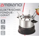 Ambiano Elektrisches Fondue 1500 W 10tlg. 8 Personen Edelstahl Schwarz / Silber