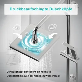 JOHO Duschset Duschsystem mit ABS Kopfbrause 20x20cm Silber