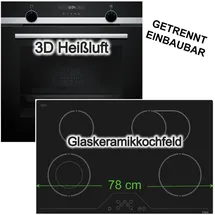 Siemens 3D-Heißluft Hydrolyse + h|tech Kochfeld 78cm Bräterzone