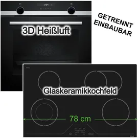 Siemens 3D-Heißluft Hydrolyse + h|tech Kochfeld 78cm Bräterzone