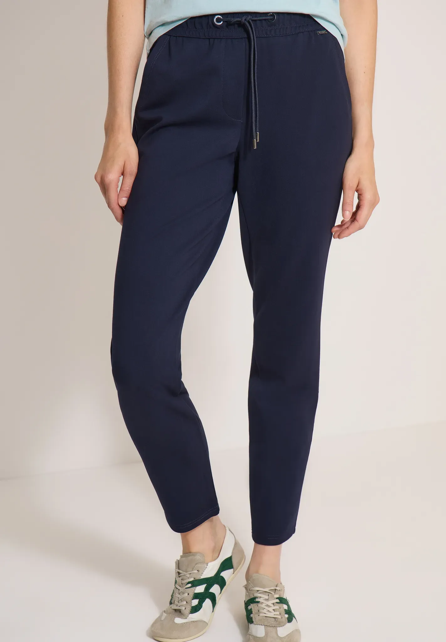 Stoffhose CECIL, Damen, Gr. S, Länge 28, urban dunkelblau, Stoff, 61% Viskose, 32% Polyamid, 7% Elasthan, unifarben, normal lang, Hosen Stoffhose, Middle Waist