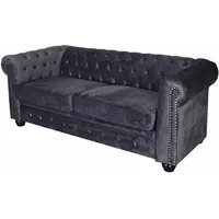 Englisches Chesterfield Sofa Samtsofa Vintage Couch Samt Polstersofa Wohnzimmer
