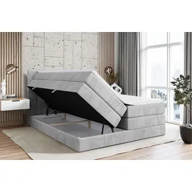 altdecor Boxspringbett VELANTO-BZ KING - 160 x 200 - H3/H4 - Hellgrau