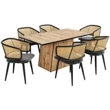 TavilaEcon Rattanstuhl Moderne Esszimmerstühle mit Samtkissen, für Restaurant/Wohnzimmer (6 St), equem und atmungsaktiv, moderner und einfacher Stil, Grau grau