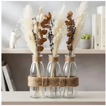levandeo 3 Tischvasen Glas Vintage Jute H14cm Kleine Vase Tischdeko Boho Scandi Design Wohndeko Frühling Blumenvase Hochzeit