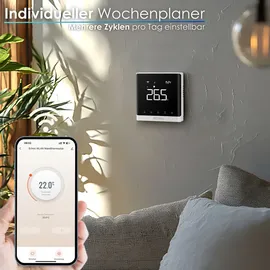 Echos Wandthermostat Heizung Smart Fußbodenheizung WLAN Raumthermostat Über Smartphone Tuya Smart Life Amazon Alexa Google Home steuerbar Thermostat Fußssbodenheizung Programmierbares Raumthermostat
