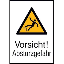 SafetyMarking Warnschild Aluminium B262xH371 mm Vorsicht Absturzgefahr