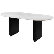 MASSIVMOEBEL24.DE Barcelona 180 x 76 x 90 cm schwarz lackiert/Marmor weiß