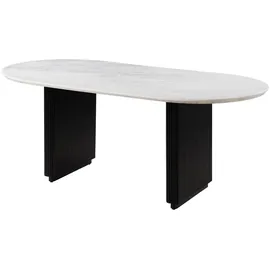 MASSIVMOEBEL24.DE Barcelona 180 x 76 x 90 cm schwarz lackiert/Marmor weiß