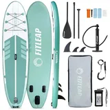 Fitleap Inflatable SUP-Board SUP Board Set mit Hochdruckpumpe, verstellbarem Paddel und Rucksack -..., Robustes Material, Komplettes SUP-Set, stabil, Leicht transportierbar grün