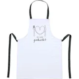 Dekohelden24 Kochschürze/Backschürze mit Taillenbänder, aus 100% Baumwolle, Produktmaß (ohne Bänder) 78 x 68 cm, Motiv: Mit Liebe gekocht.