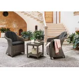 Destiny Balkonset MALAGA MERANO 2 Sessel, + Tisch 46x46x50cm, vintage grau