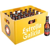 Estrella Galicia Internationales Premium Lager aus Spanien Flaschenbier, MEHRWEG im Kasten, 24er Kiste (24 x 0.33 l), Mild süffiges helles Lager Bier original in Spanien gebraut