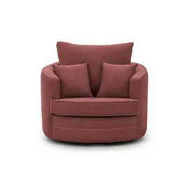 S-Style Drehsessel Ted Cord 107 x 94 x 0 cm Rot mit Kissen